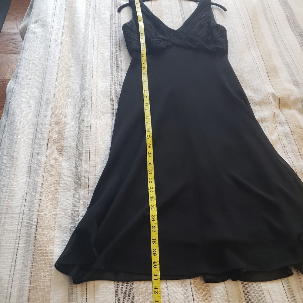 Adrianna Papell Ruched Chiffon Bodice Cocktail Dress Little Black Dress - Picture 8 of 12